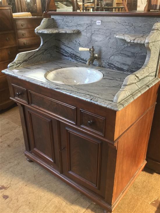 Continental mahogany marble topped wash stand